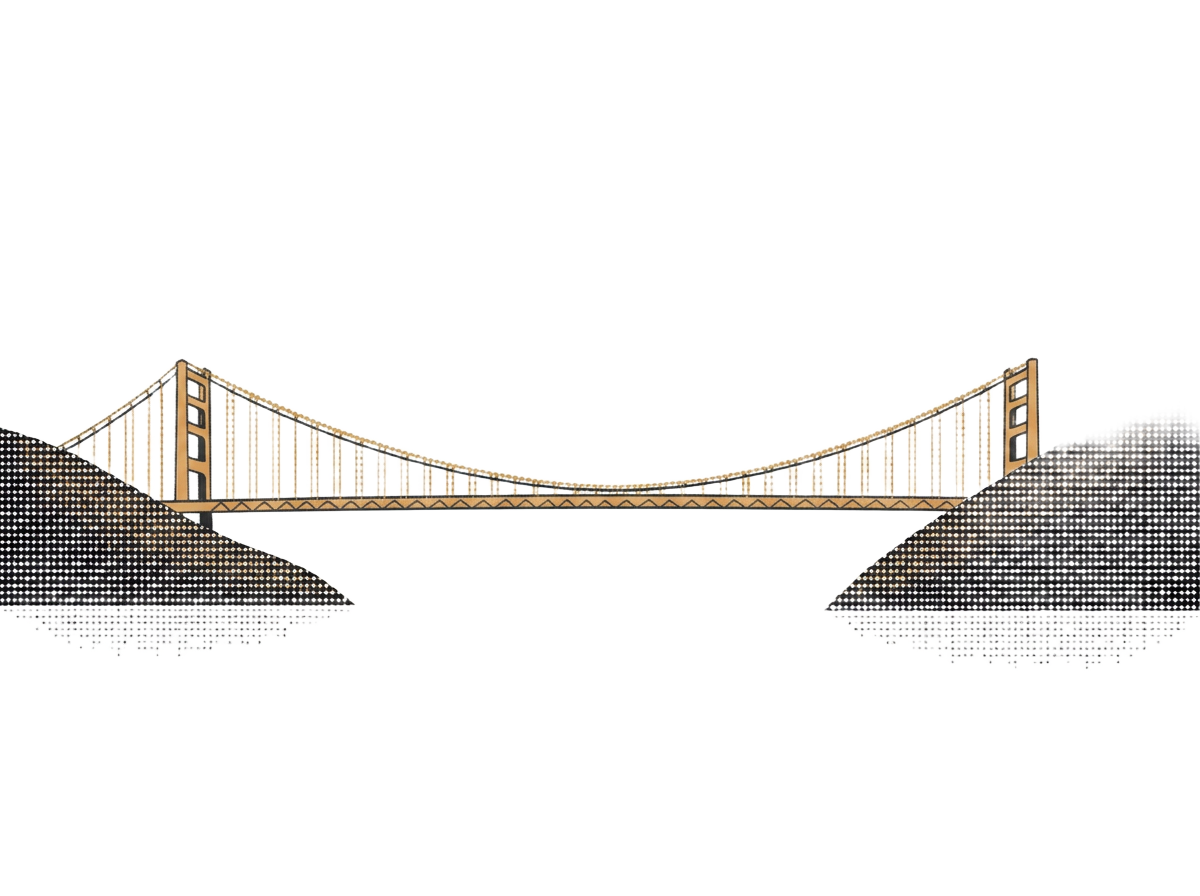Halftone illustration of a bridge