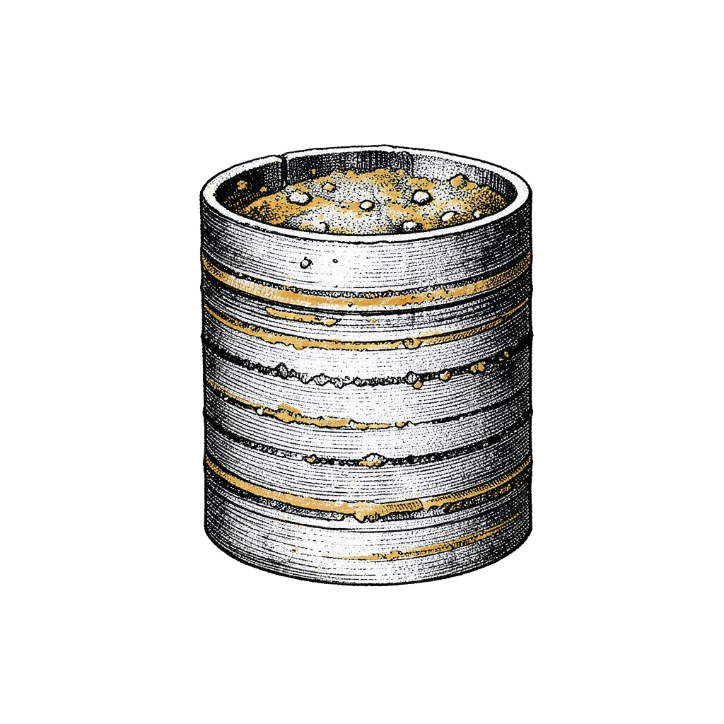 Halftone illustration of a soil core sample cylinder.